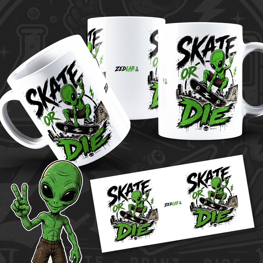 Skate or Die - Caneca Branca