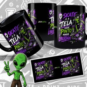Skate é a minha tela - Caneca Preta
