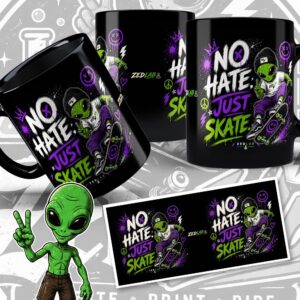 No Hate, Just Skate - Caneca Preta
