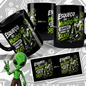 Esqueço do mundo quando ando de skate - Caneca Preta