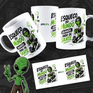 Esqueço do mundo quando ando de Skate - Caneca Branca